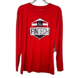 Fintech Sun Defender UV Long‎ Sleeve Shirt Red Patriotic Graphic UPF 50 L NWT